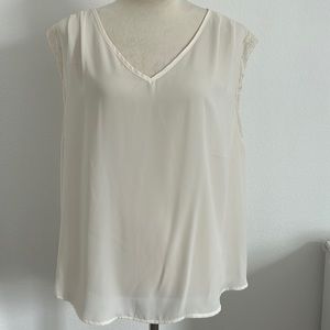 Bar III Creamy Lace Sleeveless Tank Blouse